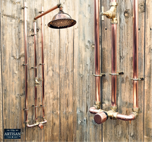 Load image into Gallery viewer, Thermostatic Copper Rainfall Shower With Ceiling Pipes