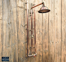 Load image into Gallery viewer, Thermostatic Copper Rainfall Shower With Ceiling Pipes