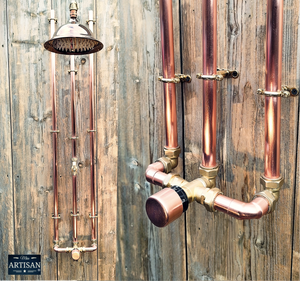 Thermostatic Copper Rainfall Shower With Ceiling Pipes