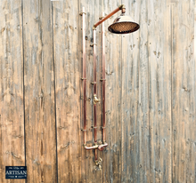 Load image into Gallery viewer, Thermostatic Copper Rainfall Shower With Ceiling Pipes And Lower Tap