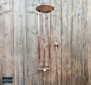 Thermostatic Copper Shower With Ceiling Pipes And Hand Sprayer