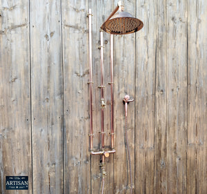 Thermostatic Copper Shower With Ceiling Pipes And Hand Sprayer