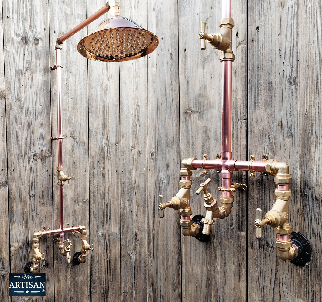 Copper And Brass Rainfall Shower With Lower Tap