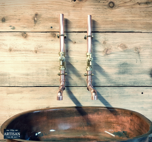 Pair Of Copper Wall Mounted Faucet Taps - Swivel Spout