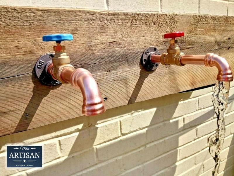 Pair Of Copper Pipe Wall Mounted Faucet Taps - Miss Artisan